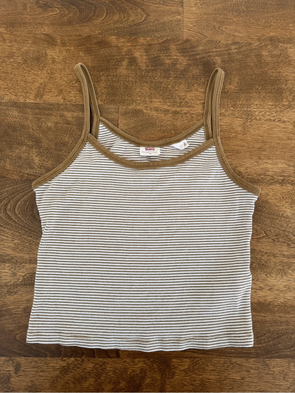Levi’s Brown White Striped Ribbed Cami Tank Top XS